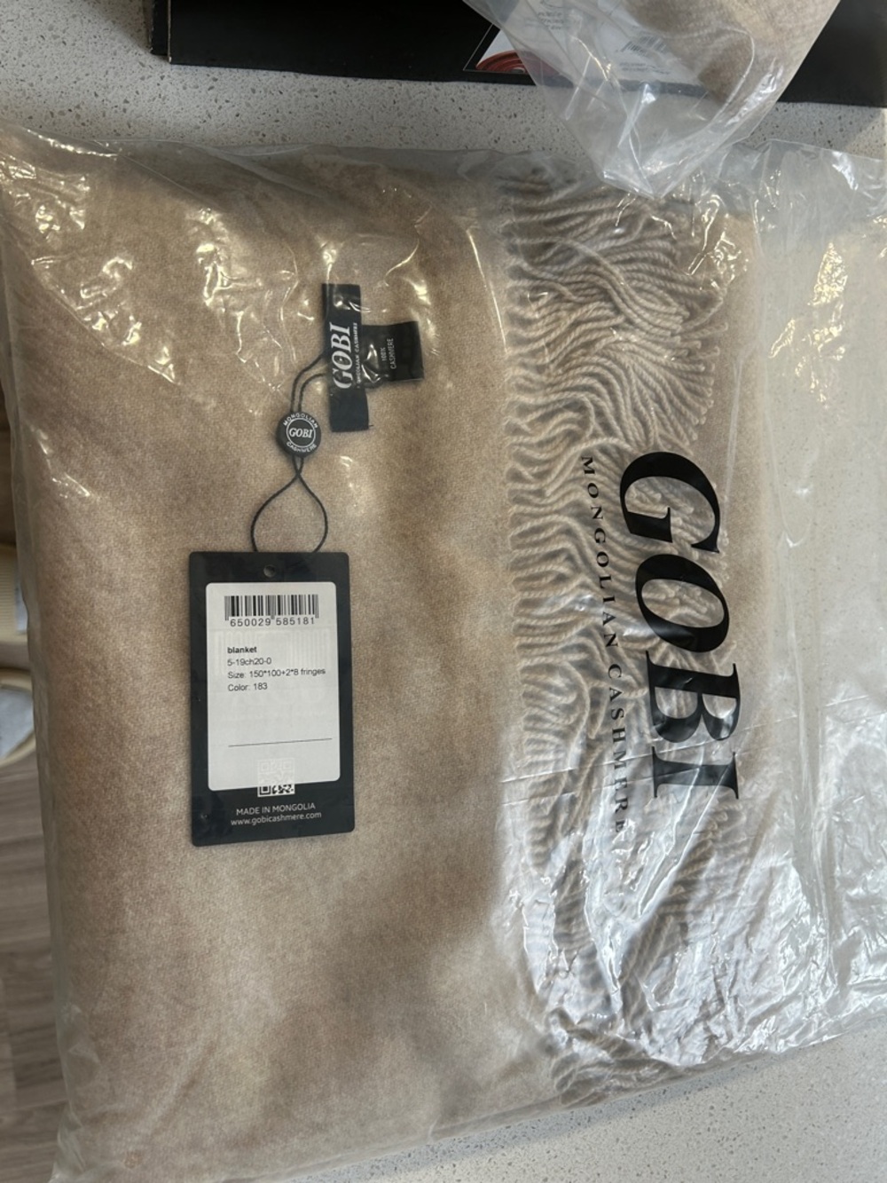 Gobi Cashmere Beige Cashmere Throw Blanket